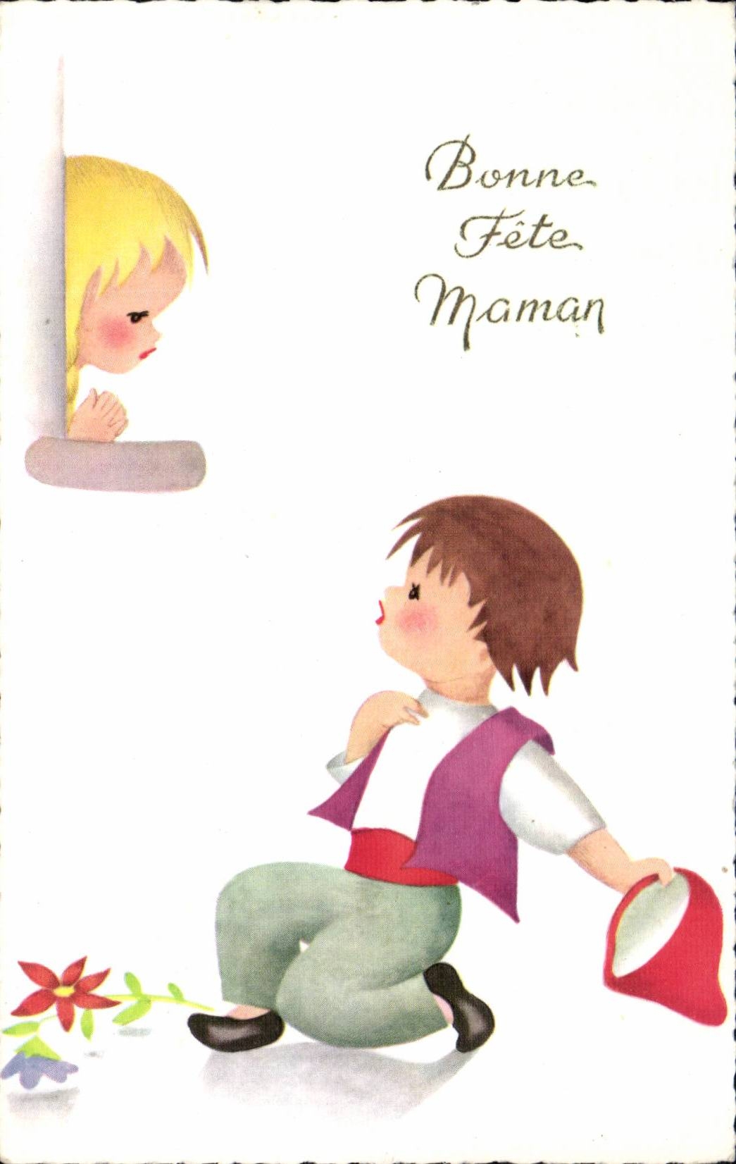 Fantaisie - Enfant - Illustration - Bonne Fete Maman - CPA 