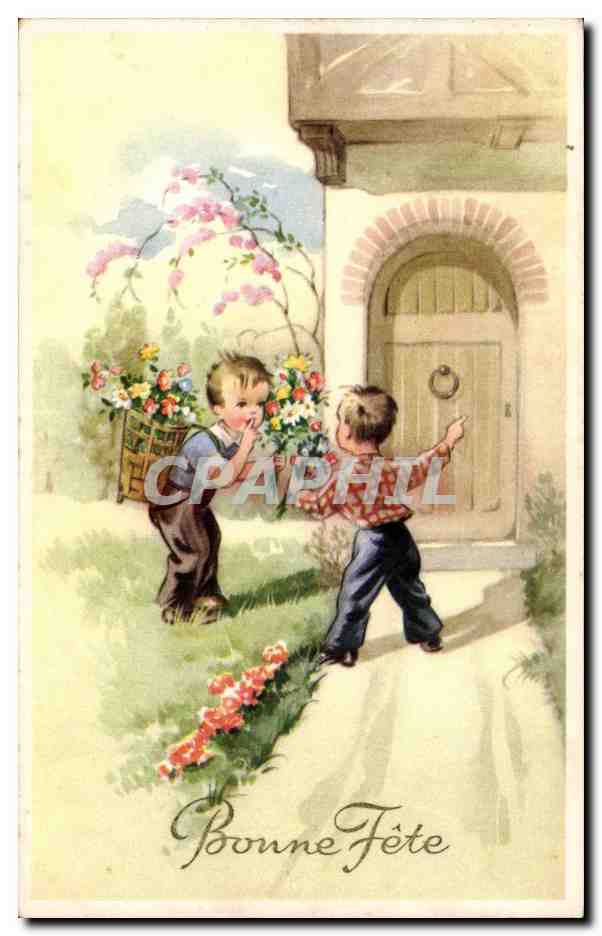 Fantaisie - Enfant - Illustration - children playing - CPA 