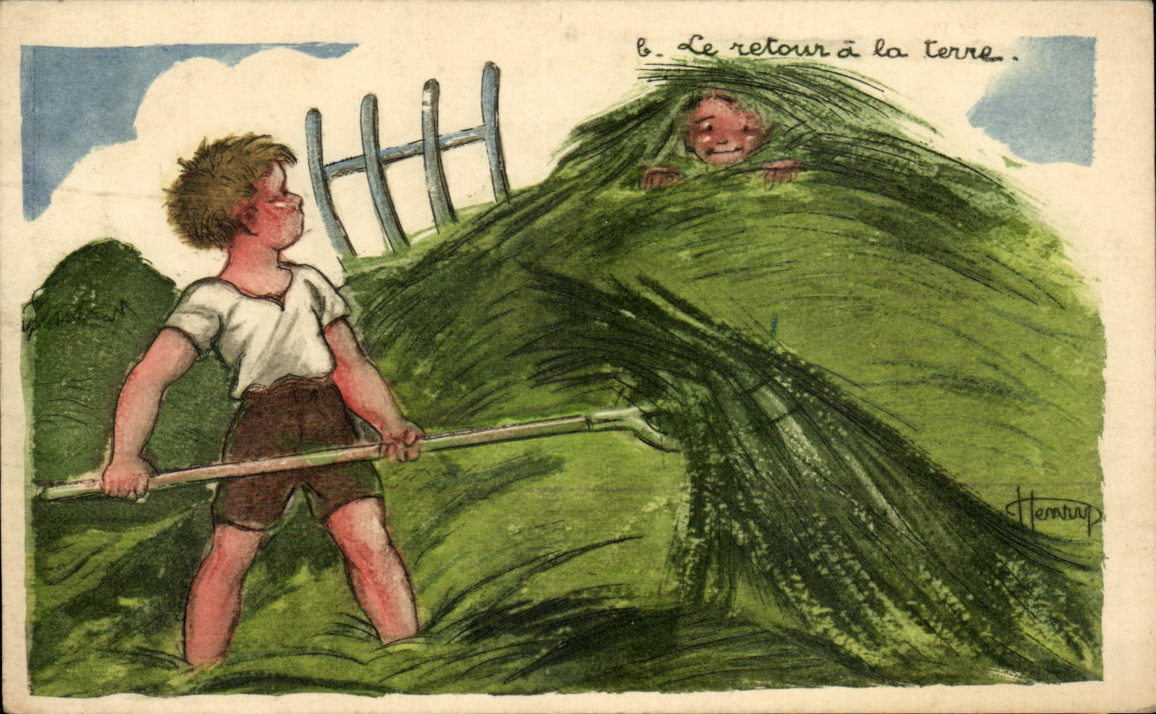 Humour - Illustration - Le Retour a la terre - CPA 