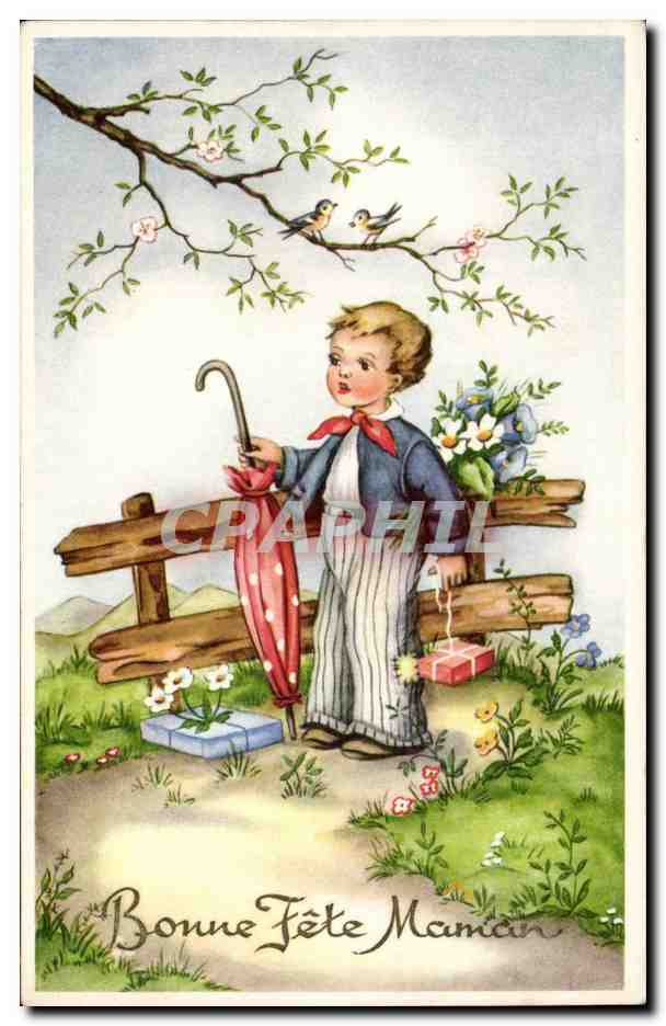Fantaisie - Enfants - Illustration - Bonne Fete Maman - CPA 