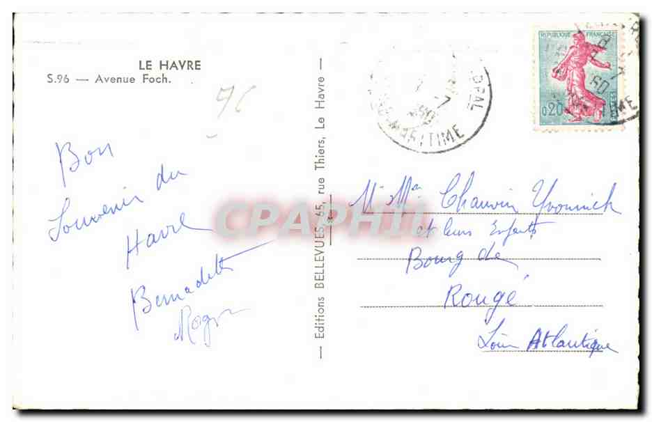 Le Havre - Avenue Foch - CPA  — Rückseite