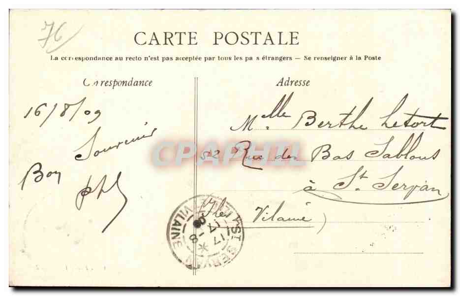 Le Havre - Le Casino Marie Christine - CPA  — Rückseite