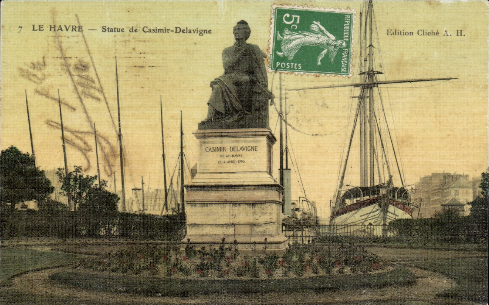 Le Havre - Statue de Casimir Delavigne - CPA 