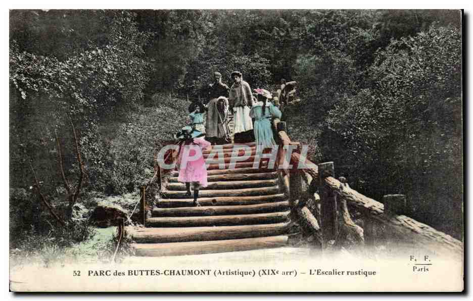 Paris - 19 - Parc des Buttes Chaumont - L'Escalier Rustique - CPA 