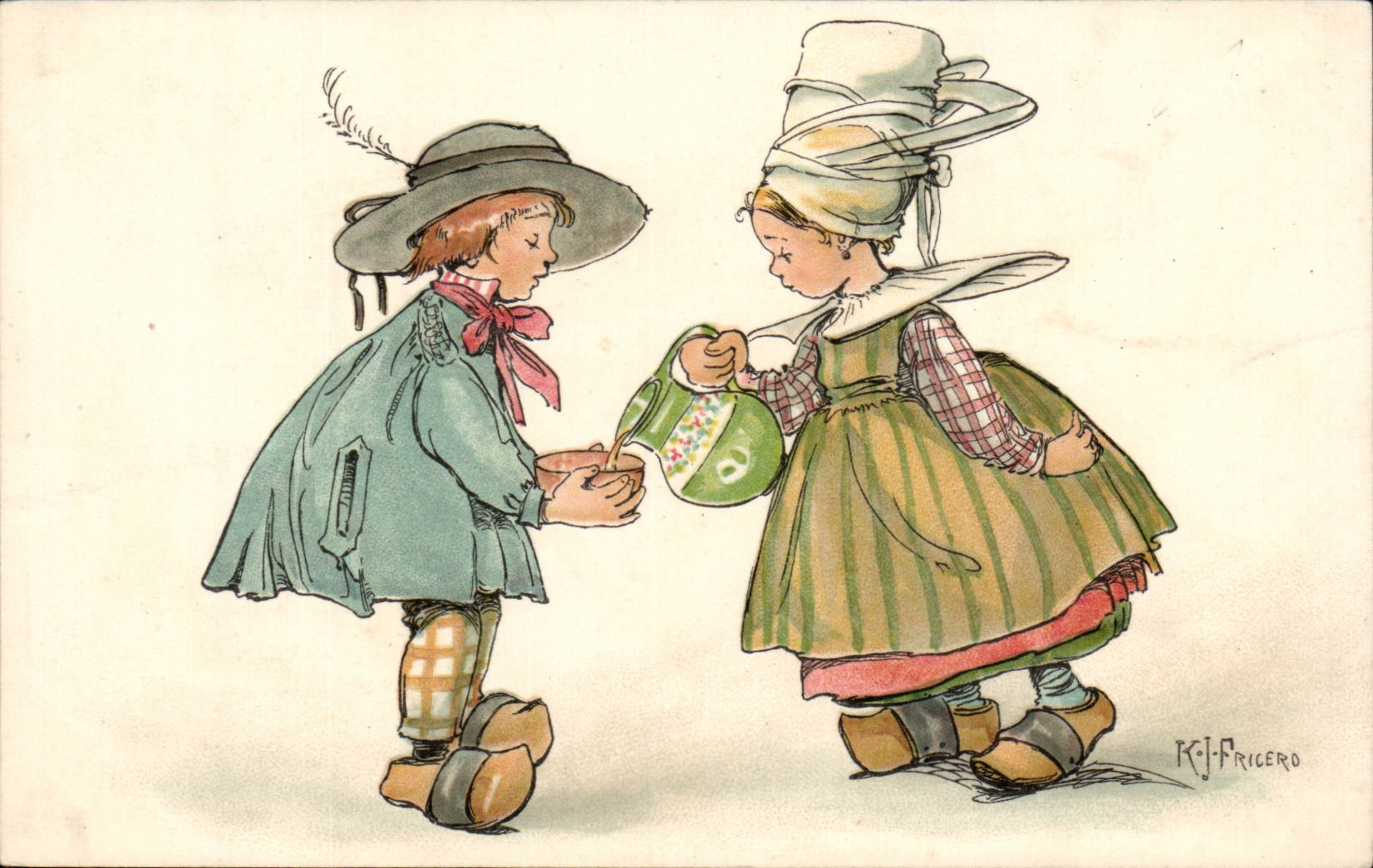 Fantaisie - Enfants - Humour - Illustration - Folklore - Costumes - CPA Fricero