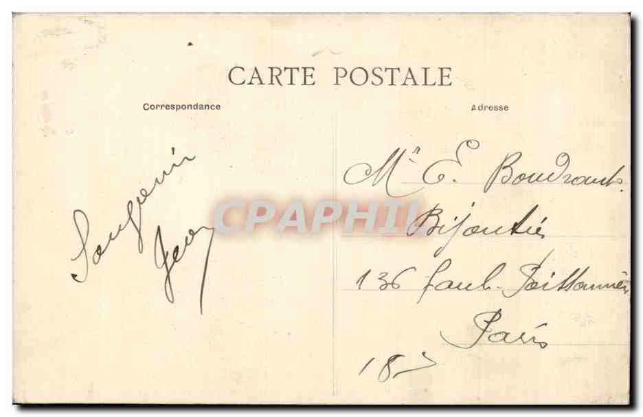 Mariage Villageois (la Déclaration) — Éditeur : C. Lestin, 1910 — Timbre 5c vert République Française — Verso