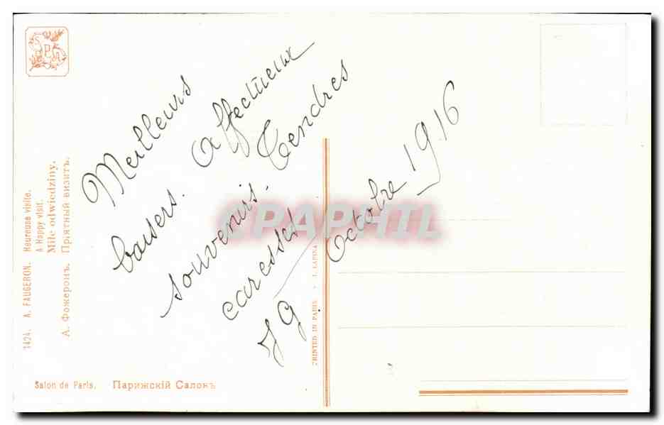 Fantaisie - hand kiss - romance - couple - CPA  — Rückseite