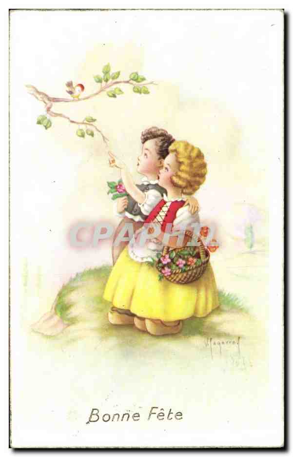Fantaisie - Enfants - Hello little birdie - oiseaux - CPA 