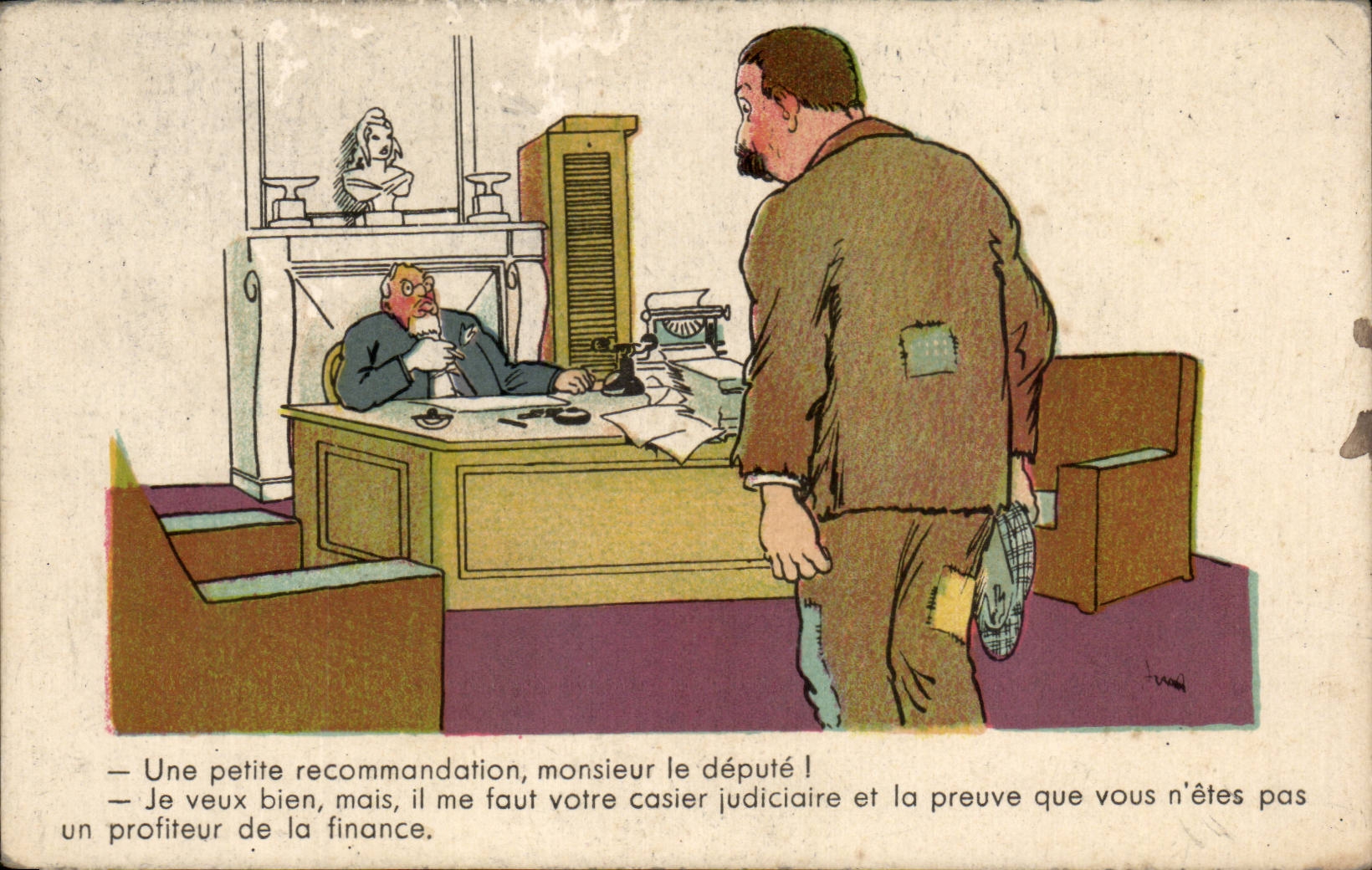 Un député et un demandeur de recommandation — caricature — P.C. PARIS n°319