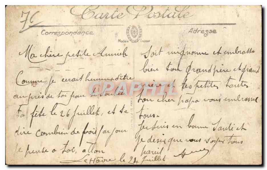 CPA Le Havre Le boulevard Francois 1er — Rückseite