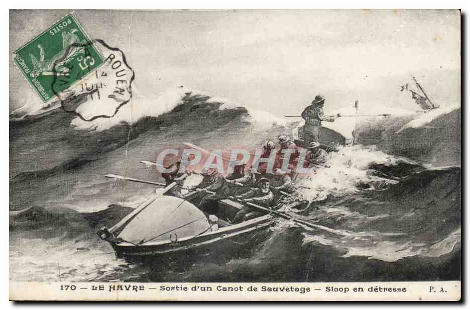 CPA Le Havre Sortie d'un canot de sauvetage Sloop en detresse