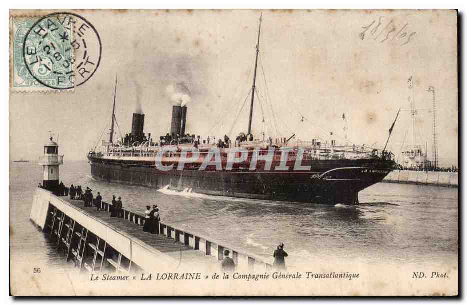 CPA Le steamer La Lorraine de la compagnie generale Transatlantique