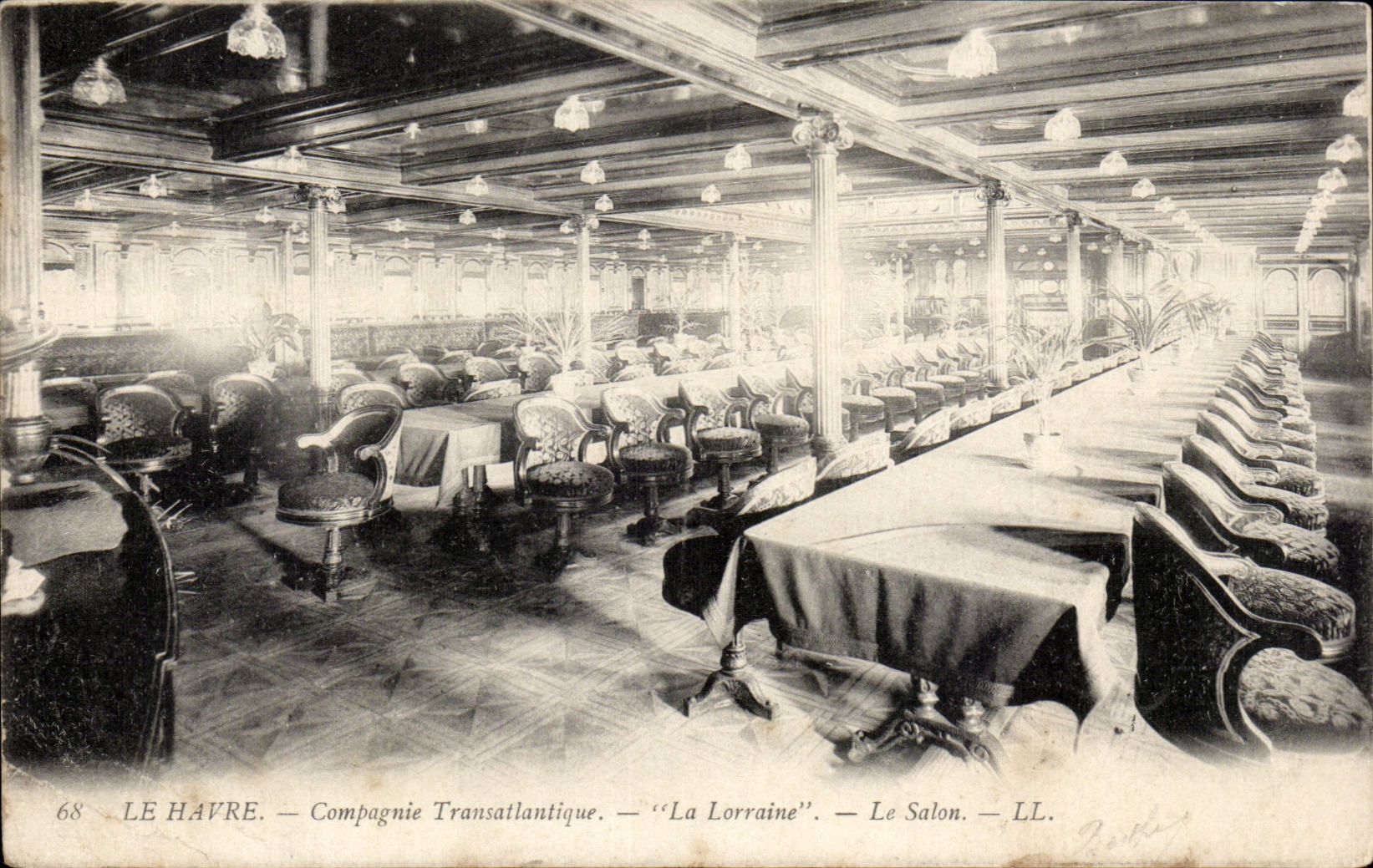 CPA Le Havre Compagnie transatlantique La Lorraine Le SAlon