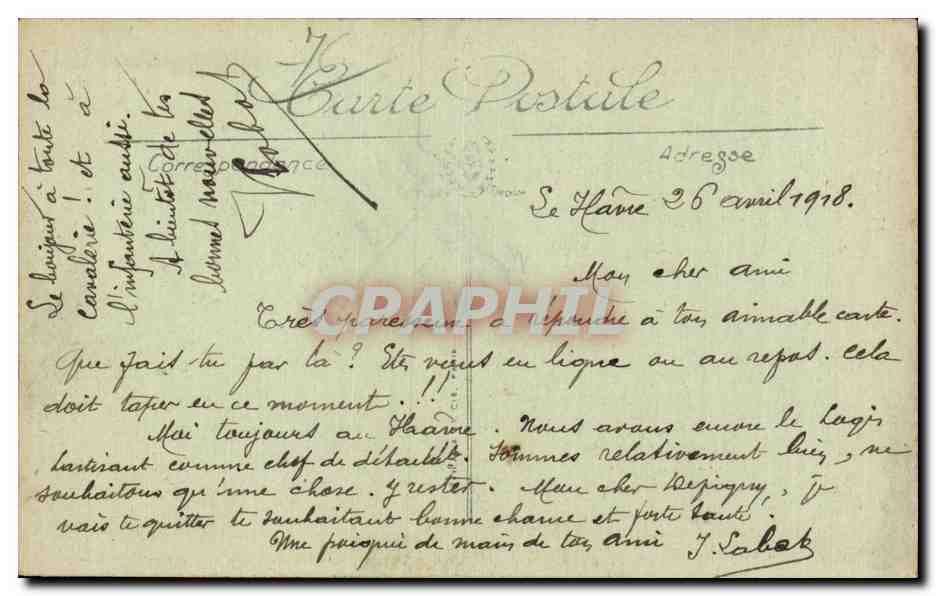 CPA Le Havre Nice Havrais les villas Le ministere de la guerre de Belgique — Rückseite