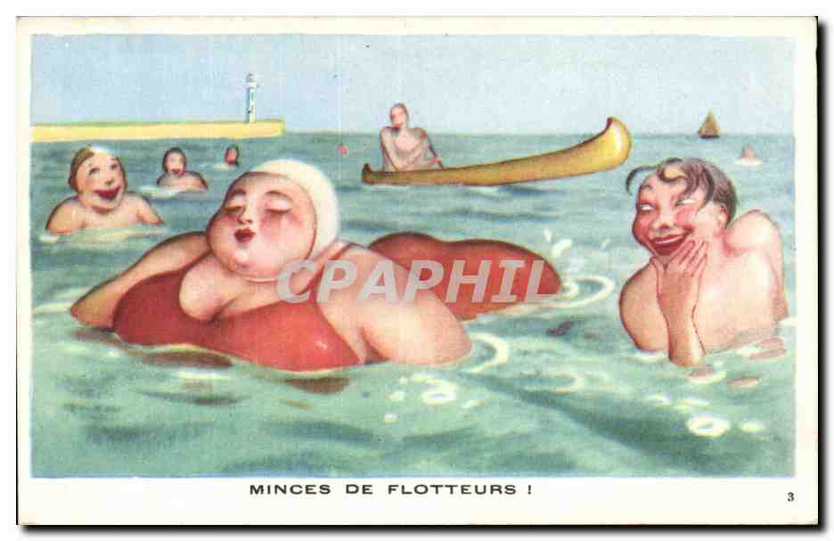 CPA Fantaisie Humour Femme forte Minces de flotteurs