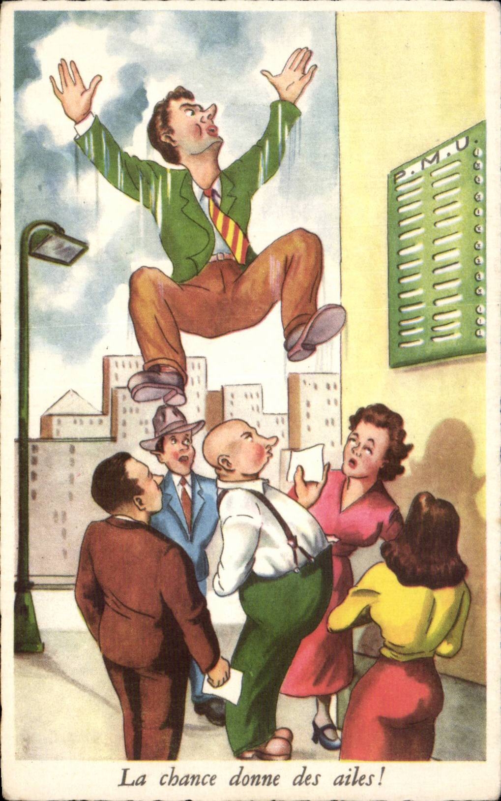 CPA Humour Fantaisie La chance donne des ailes
