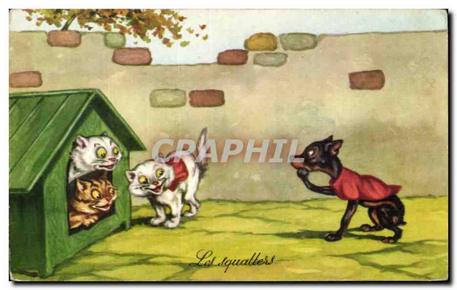 CPA Fantaisie Humour Chiens Les squatters