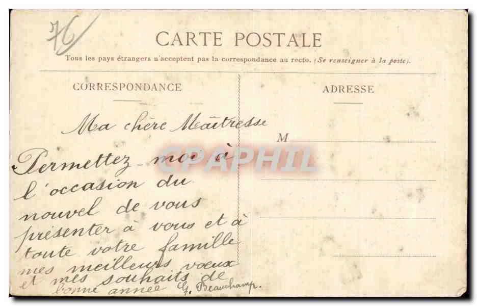 Le Havre - Je vous envoie Meilleurs Voeux - houx - holly - CPA  — Rückseite