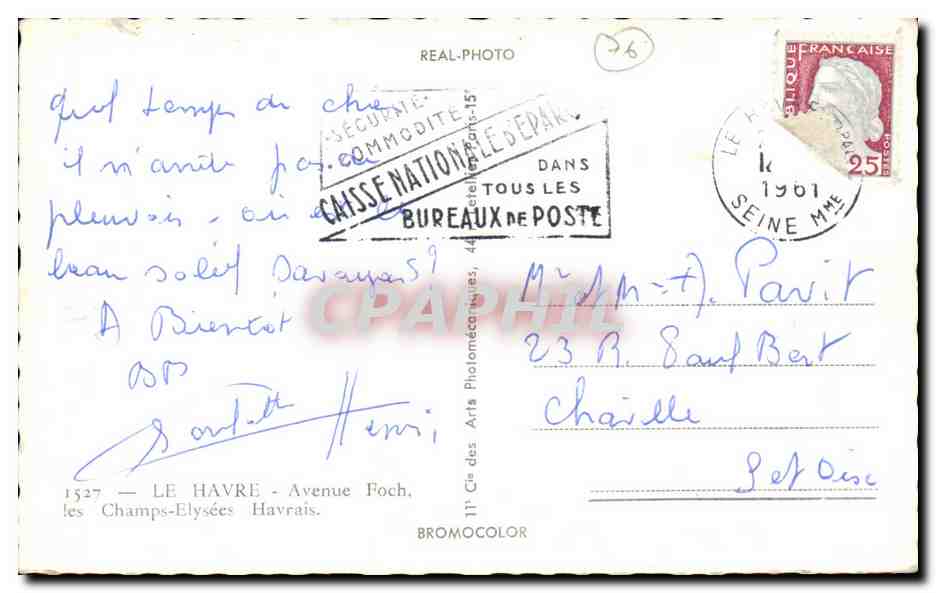 Le Havre - Avenue Foch - CPA  — Rückseite