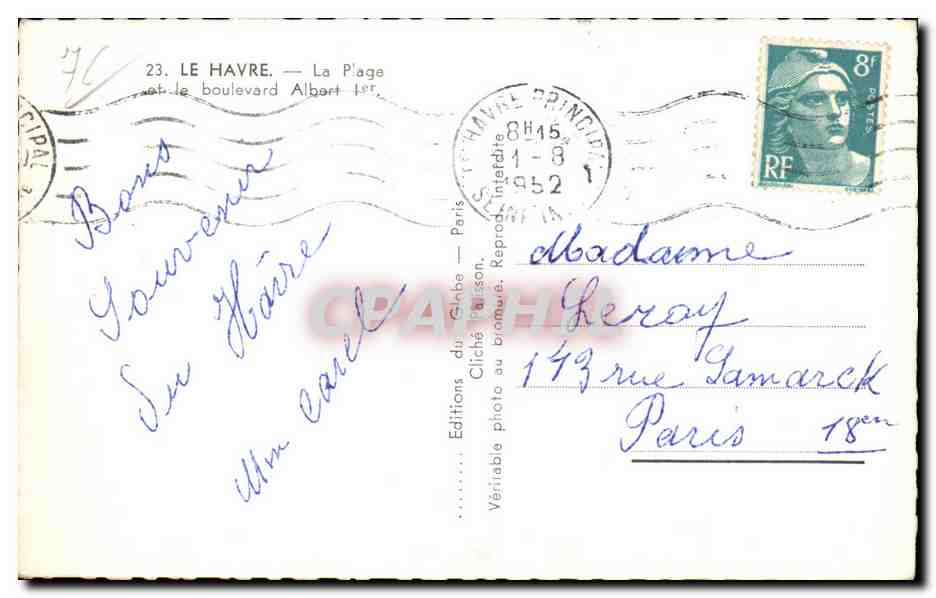 Le Havre - La Plage et le Boulevard Albert Ier - CPA  — Rückseite