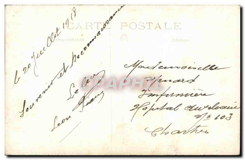 Deux soldats — 1917 — Carte postale de souvenir — Verso