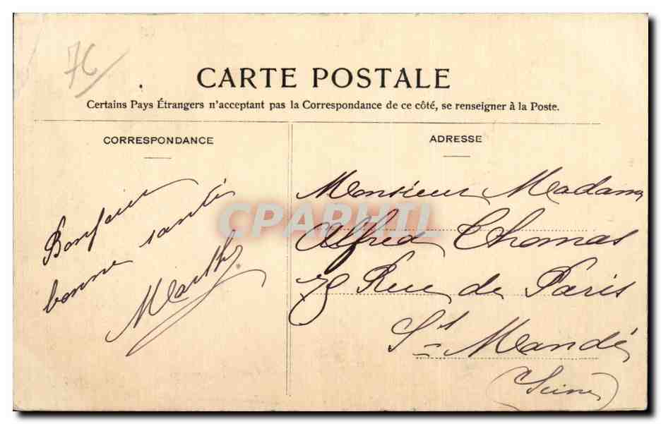 Le Treport - La Falaise - CPa  — Rückseite