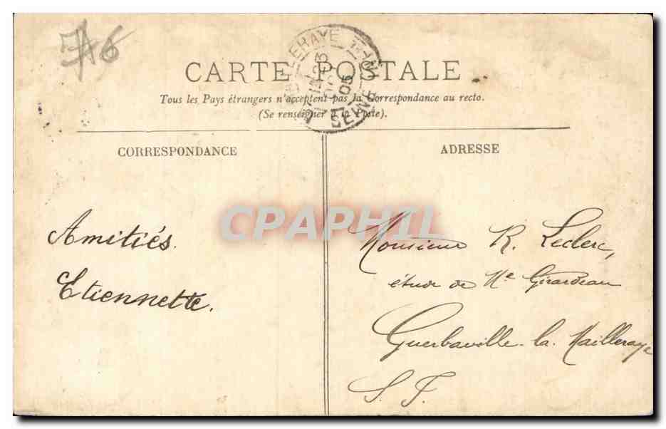 CPA Le Treport L'escalier de la falaise — Rückseite