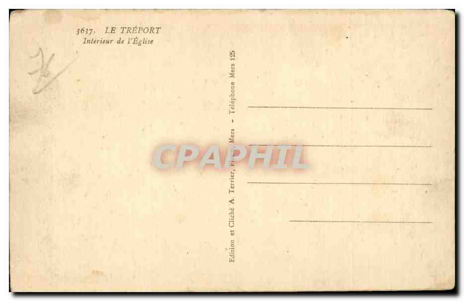 CPA Le Treport Interieur de l'eglise — Rückseite