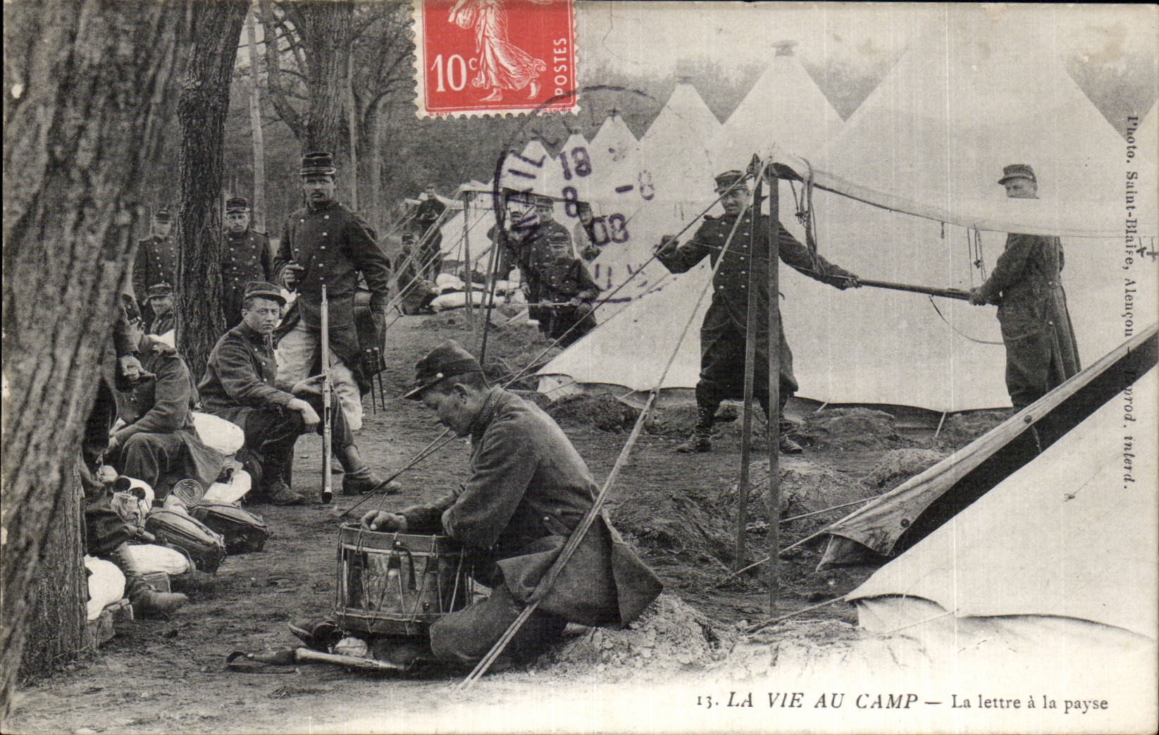 Das Leben im Lager — Der Brief an das Land — Verleger: Photo. Saint-Blaise, Alençon — Nr. 13