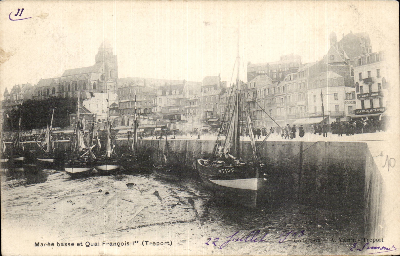 CPA Le Treport Maree basse et quai Francois 1er 