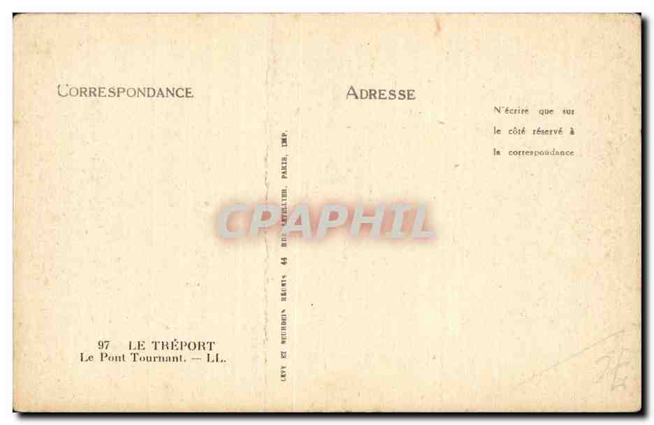 CPA Le Treport Le pont tournant — Rückseite
