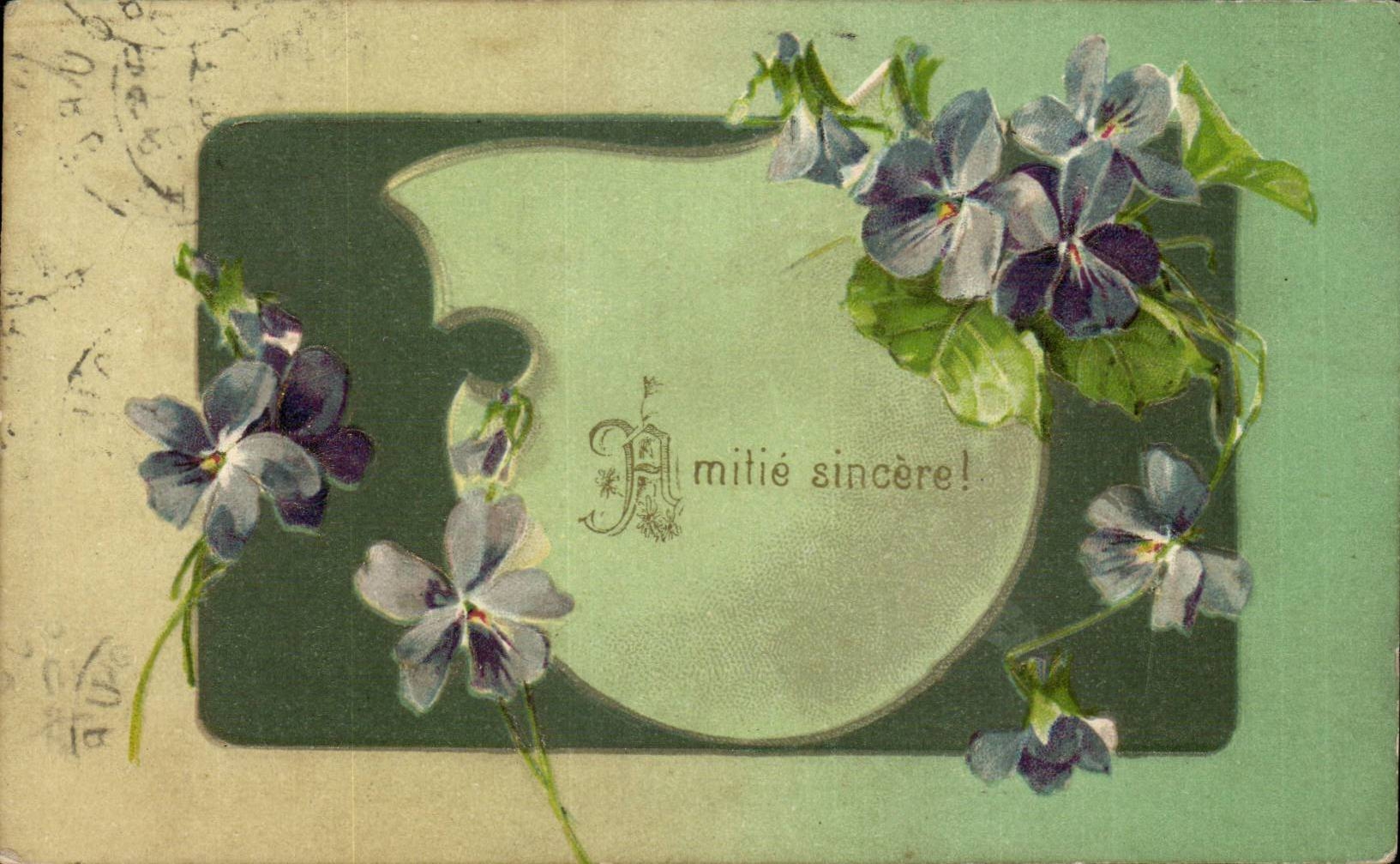 Violets — Amitié sincère — Carte postale