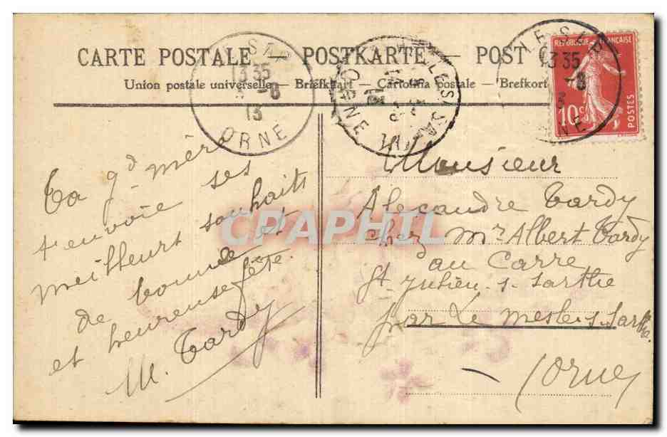 Bouquet de violettes et de muguet — Bonne Fête — éditeur non identifié — Verso