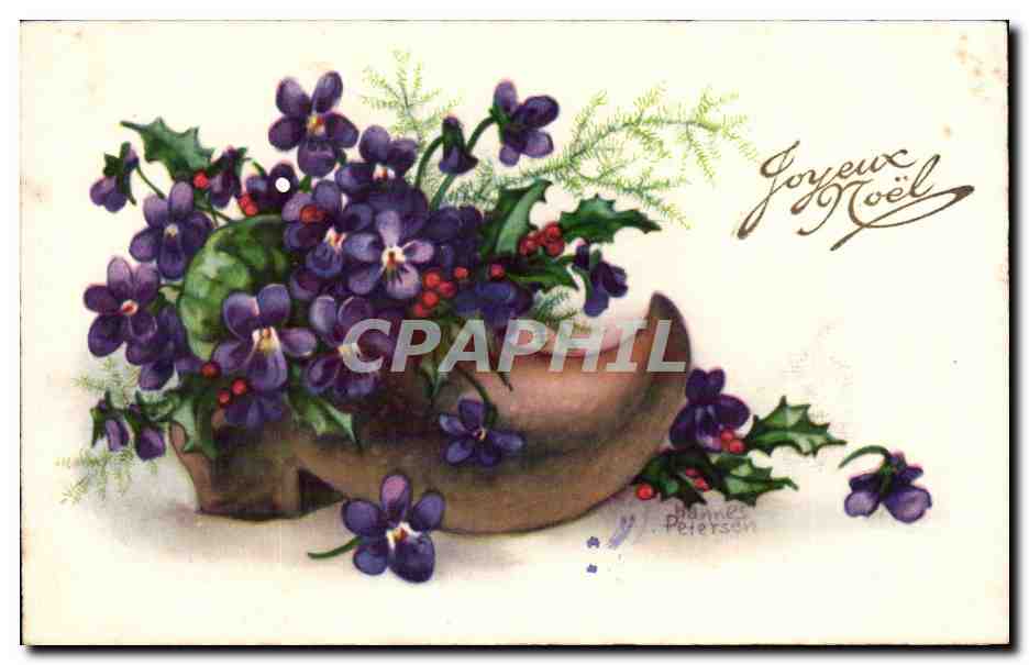 CPA Fantaisie Fleurs Joyeux Noel Christmas