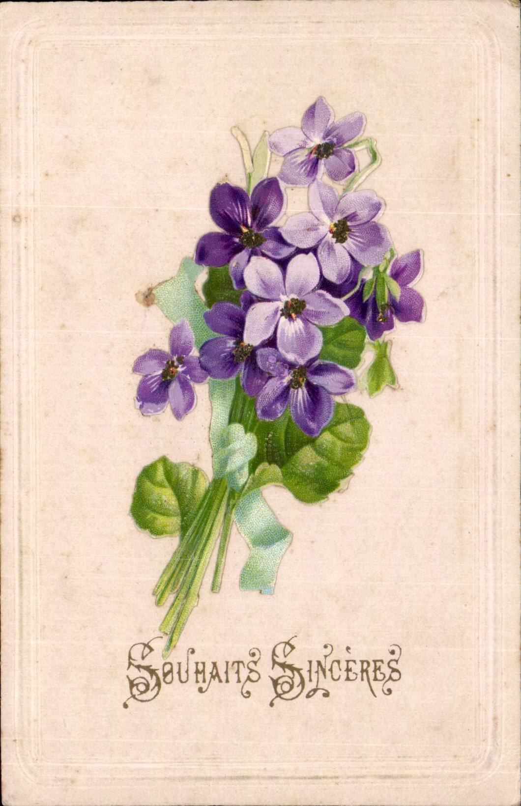 CPA Fantaisie Fleurs Souhaits sinceres