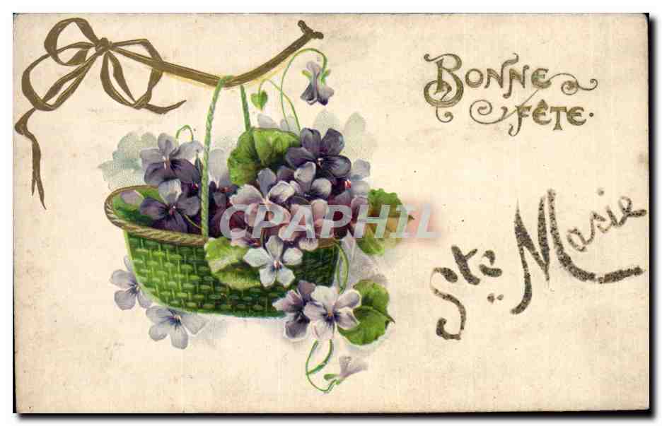 CPA Fantaisie Fleurs Bonne fete Ste Marie 