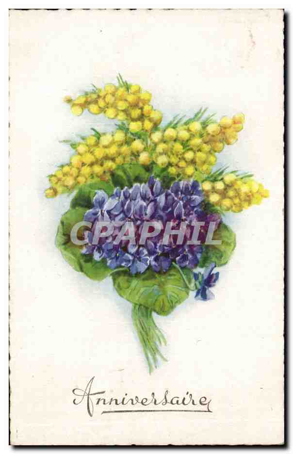 CPA Fantaisie Fleurs Anniversaire