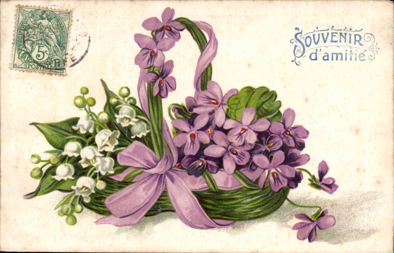 CPA Fantaisie Fleurs Souvenir d'amitie