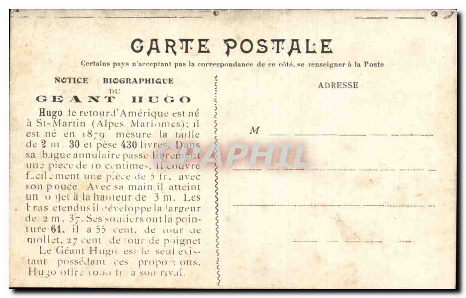 Le Géant Hugo — Notice biographique — CPAPHIL — Reverso