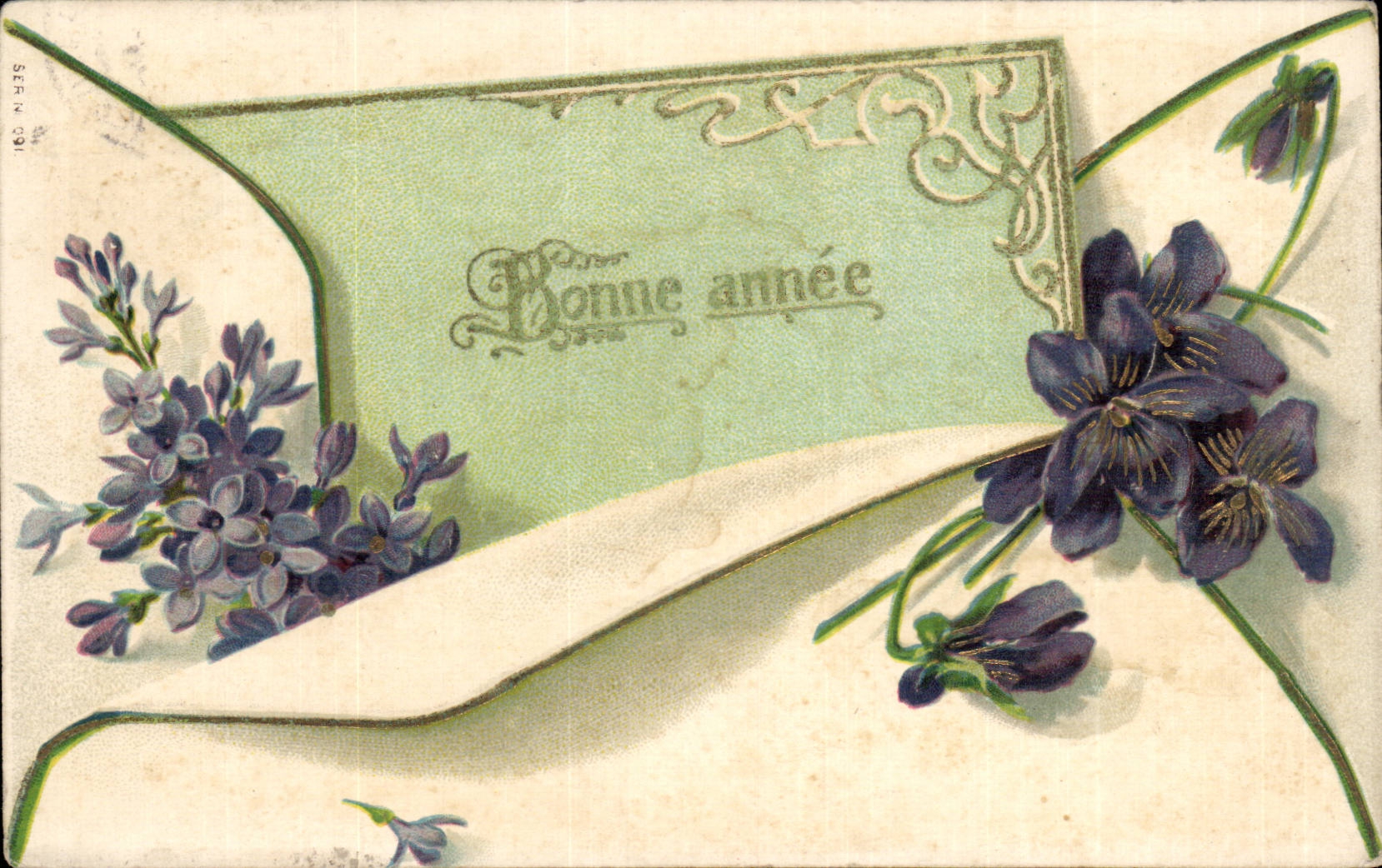CPA Fantaisie Fleurs Bonne annee