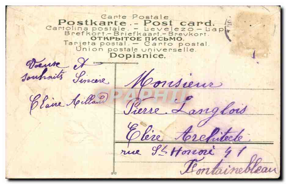 CPA Fantaisie Fleurs Bonne annee — Rückseite