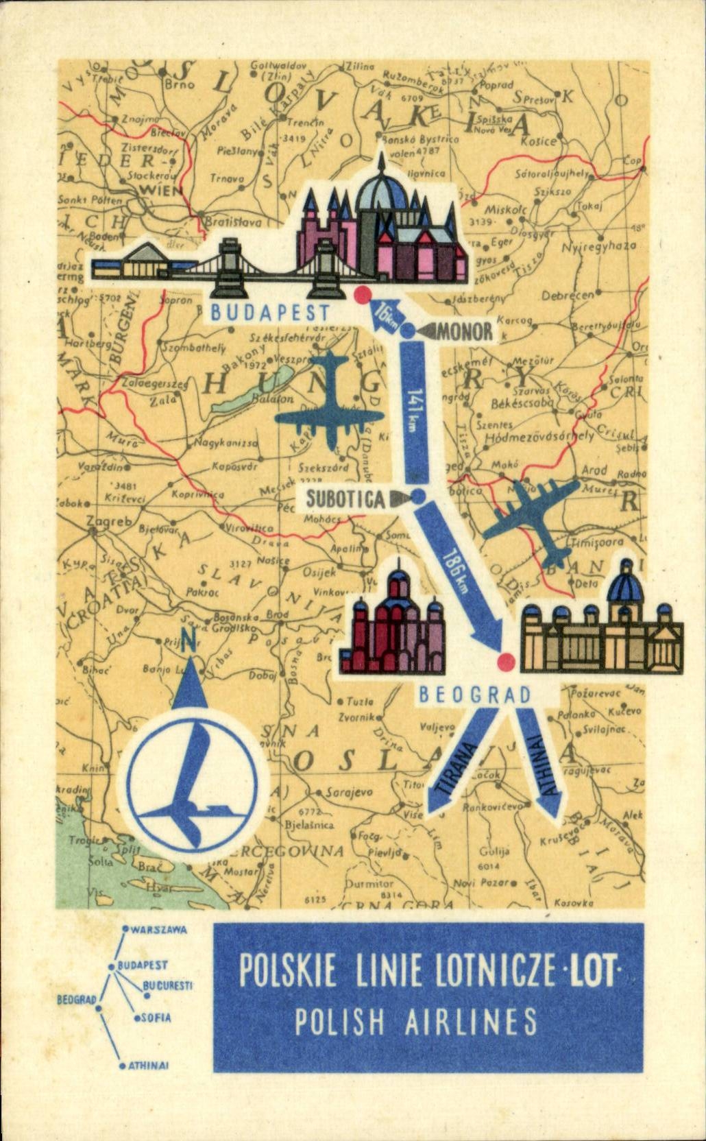 Budapest — Belgrade — Polonais Airlines — LOT