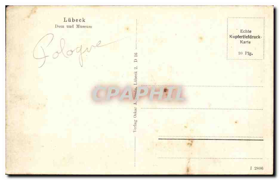 Lübeck — Cathédrale et musée — Verlag Oskar A. Dassau, Lübeck — Rückseite