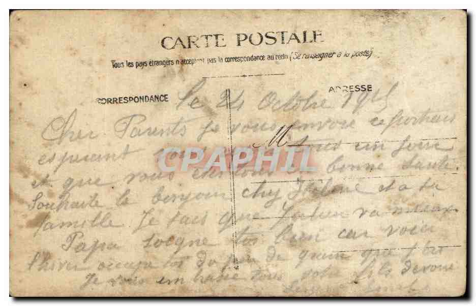 CARTE PHOTO Militaria Soldat dans les tranchees — Rückseite