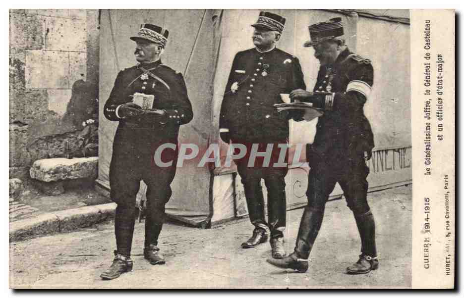 Generaal Joffre, Generaal de Castelnau en een officier van het hoofdkwartier — Oorlog 1914-1915 — Gueret, Parijs