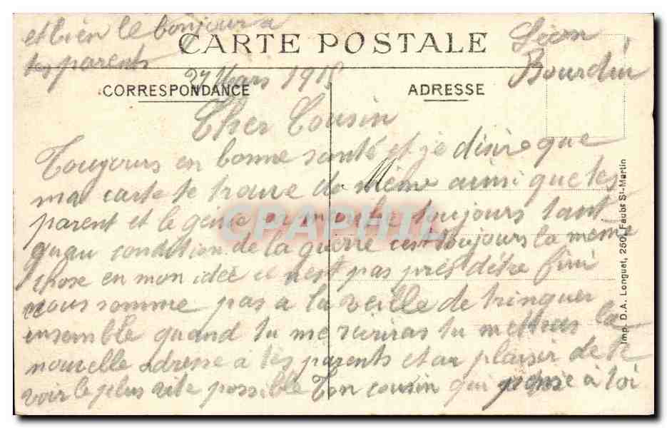 Generaal Joffre, Generaal de Castelnau en een officier van het hoofdkwartier — Oorlog 1914-1915 — Gueret, Parijs — Achterkant