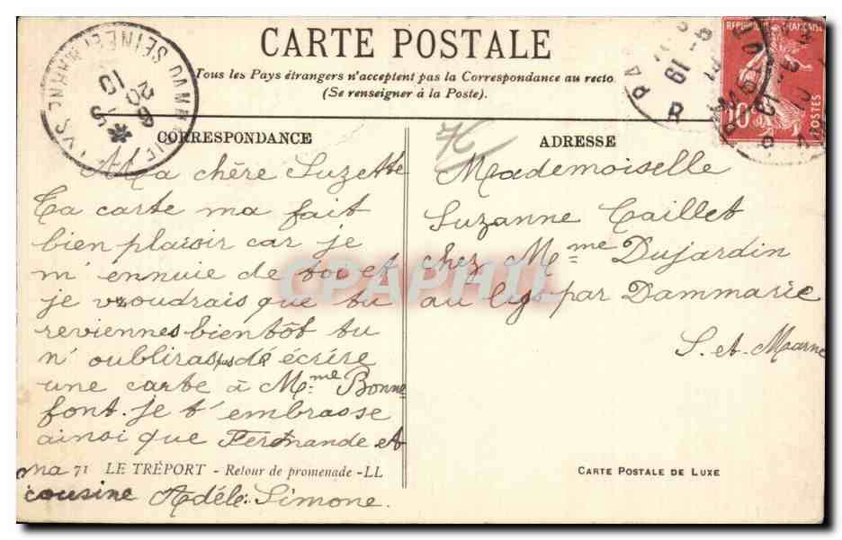 CPA Le Treport Retour de promenade — Verso