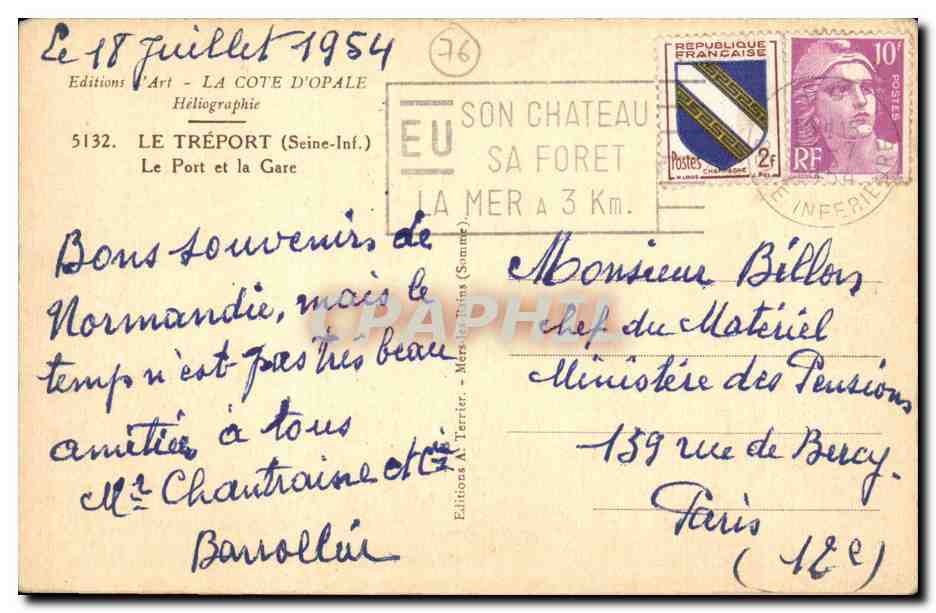 CPA Le Treport Le port et la gare — Rückseite