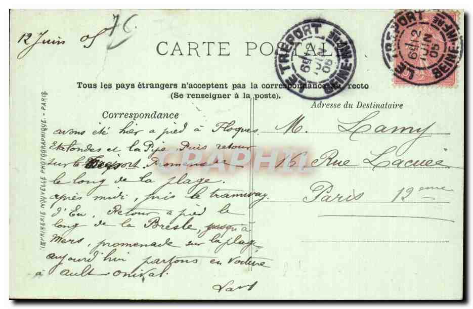 CPA Le Treport Le quai Francois 1er — Rückseite
