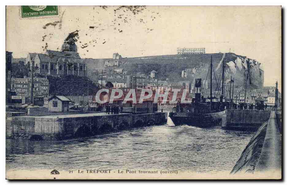 Le TRÉPORT - Le Pont tournant (ouvert) — CPA n°21 — éditeur non visible